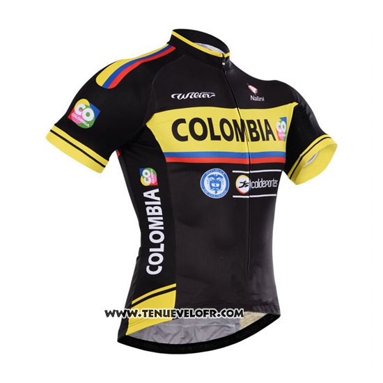 2015 Maillot Ciclismo La colombie Noir et Jaune Manches Courtes et Cuissard